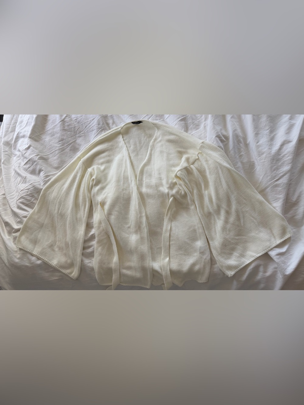 Boohoo Off-White Open-Front Knit Wrap Cardigan